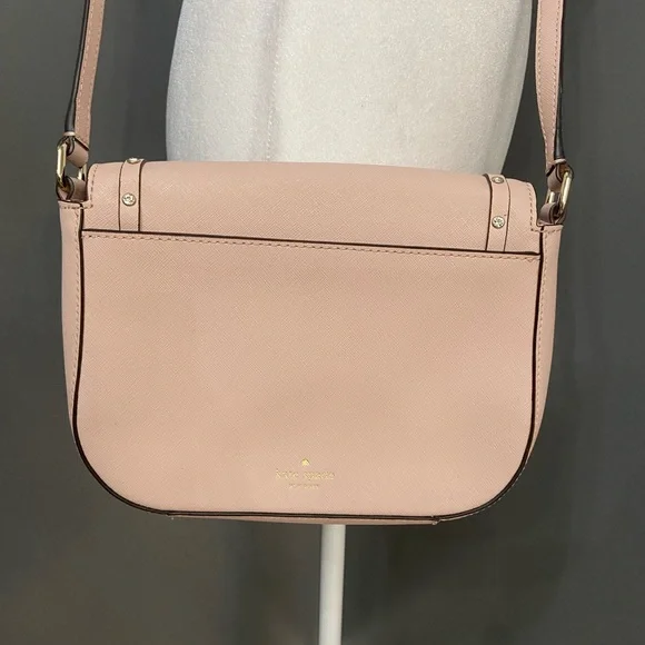 KATE SPADE Crystal Studded Bows Light Pink Leather Small Crossbody Bag Feminine - Picture 5 of 17